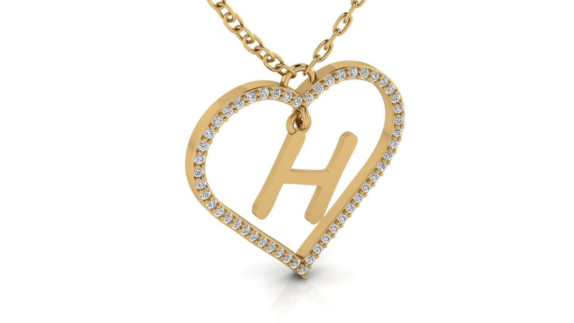 Jewelry Diamond Alphabet Pendant H 3D print model_19