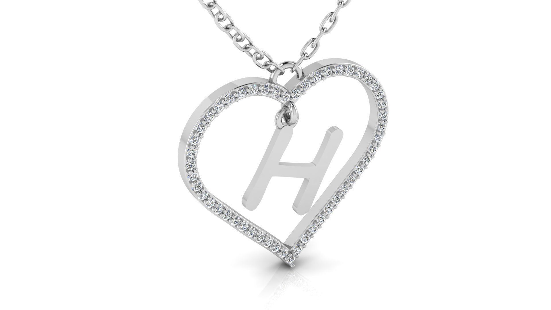 Jewelry Diamond Alphabet Pendant H 3D print model_10