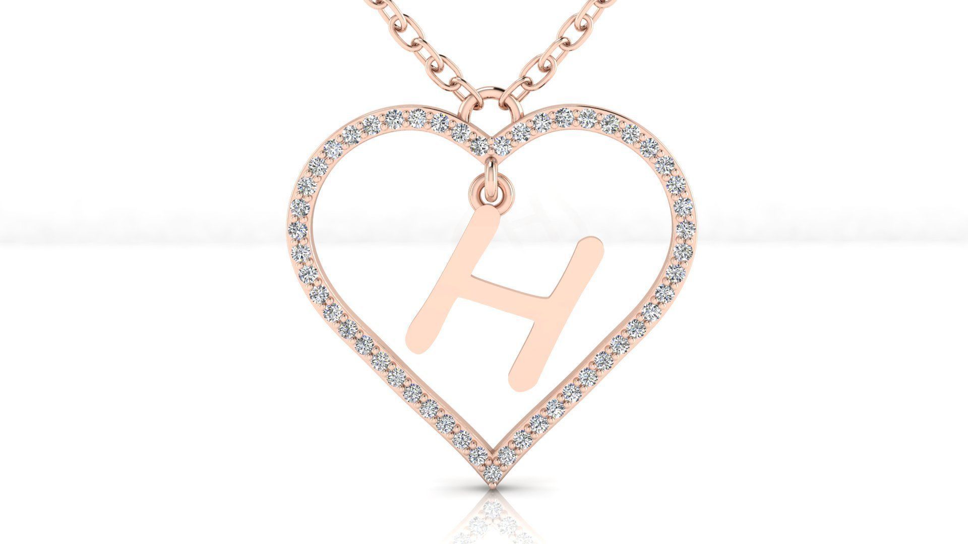 Jewelry Diamond Alphabet Pendant H 3D print model_11