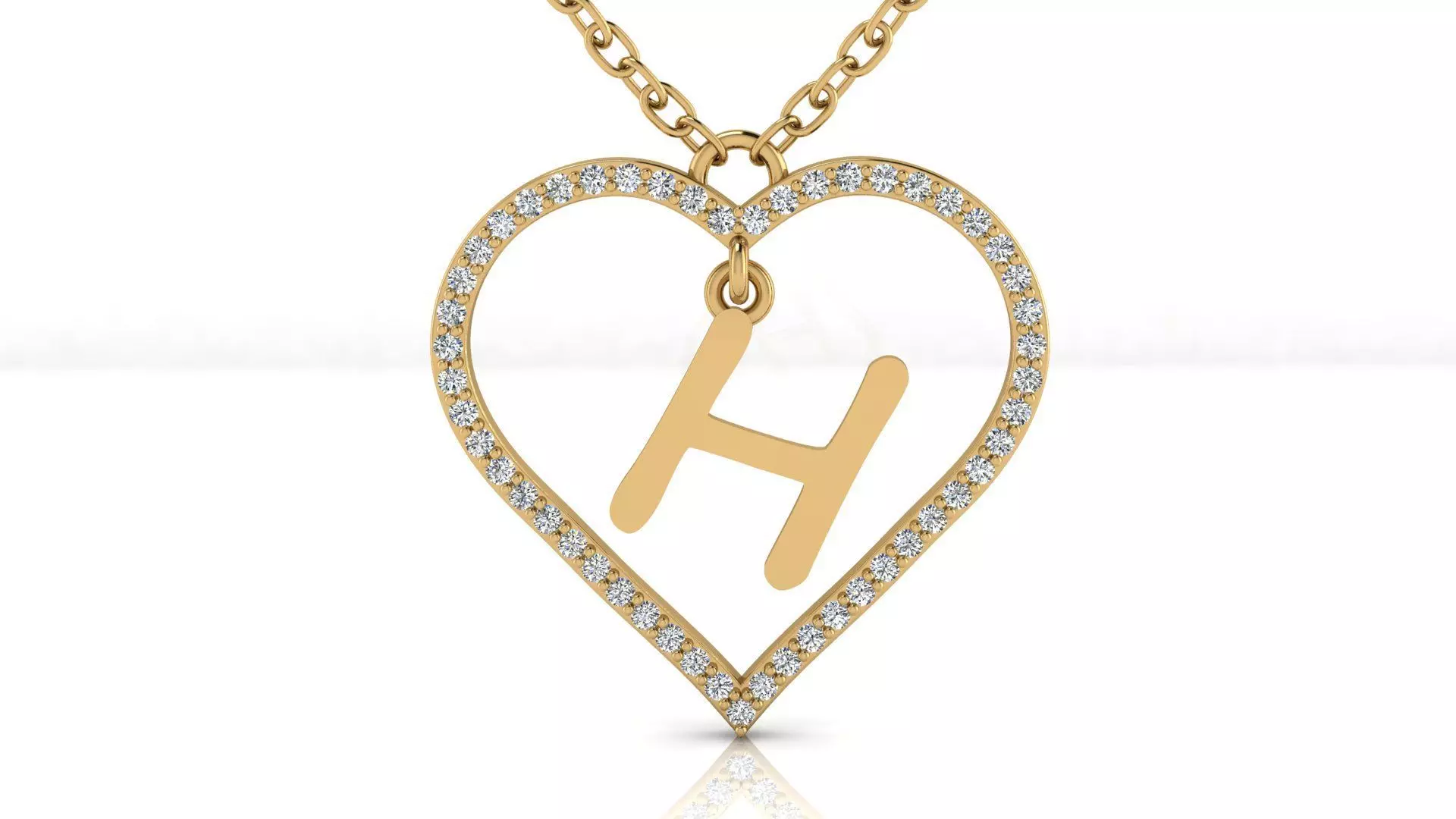 Jewelry Diamond Alphabet Pendant H 3D print model_0