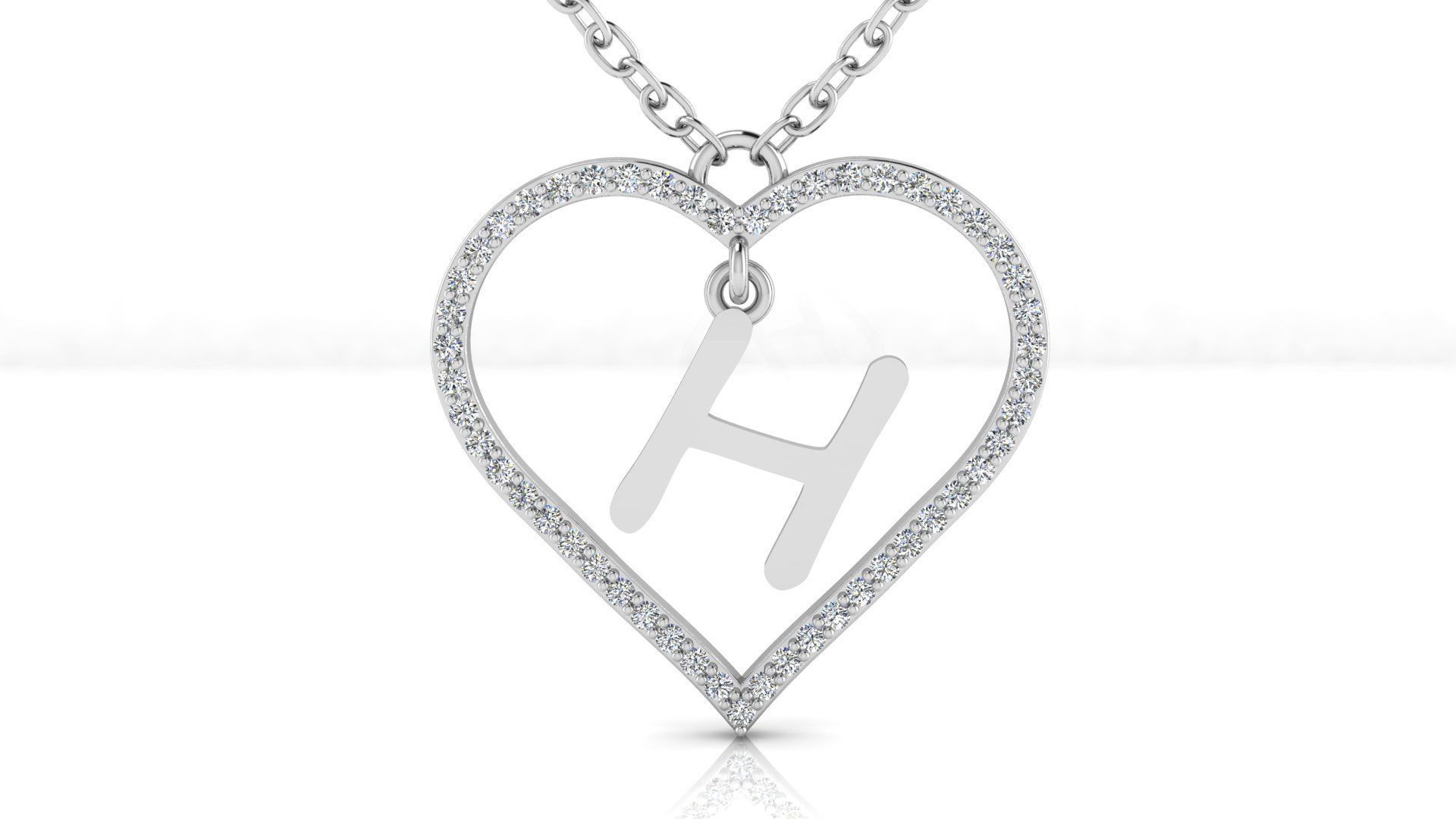Jewelry Diamond Alphabet Pendant H 3D print model_16