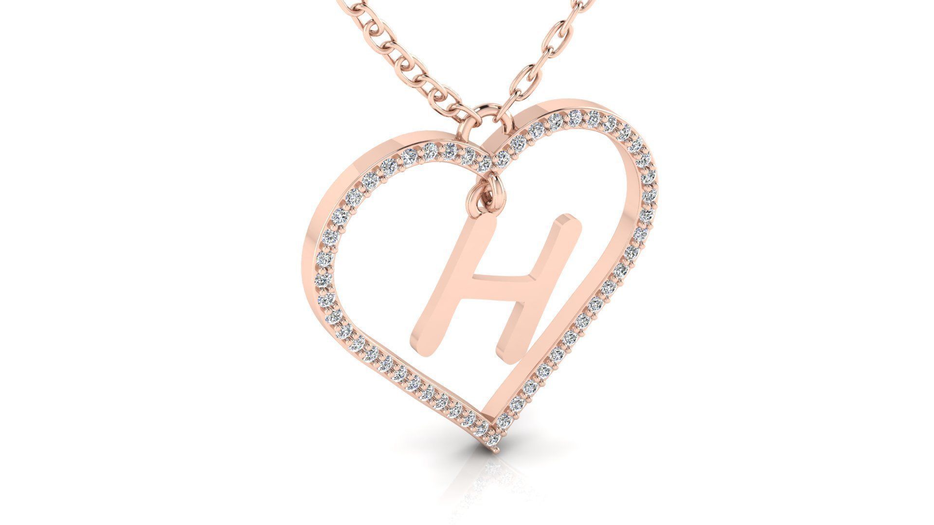 Jewelry Diamond Alphabet Pendant H 3D print model_12