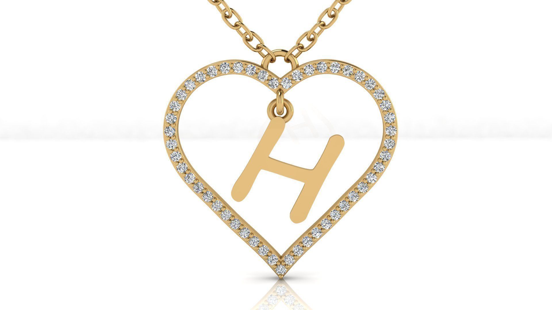 Jewelry Diamond Alphabet Pendant H 3D print model_4