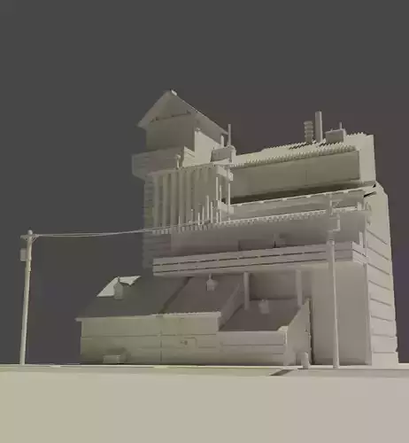 Low poly 3D building for games