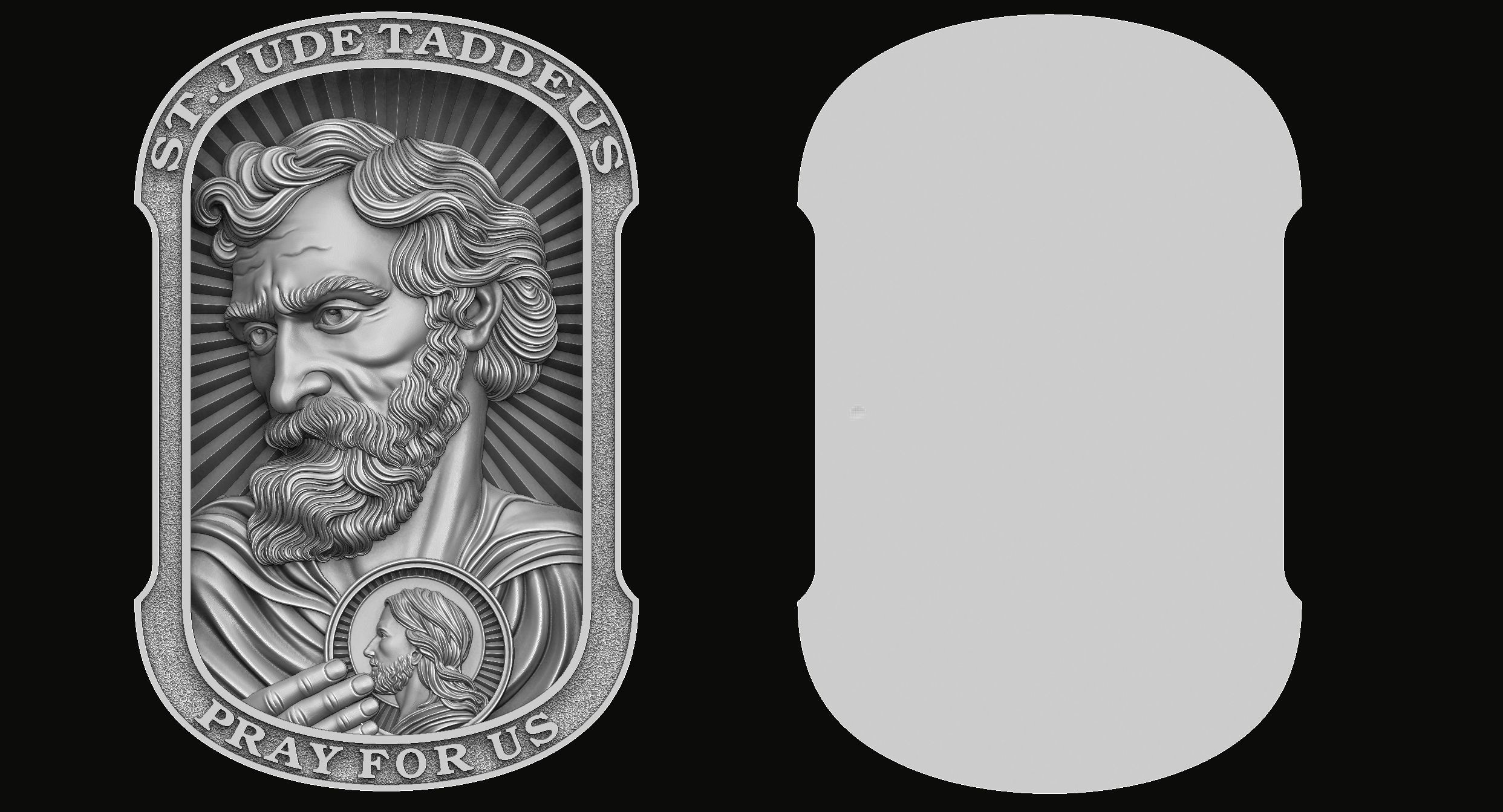 Saint Jude Medallion 3D print model_2