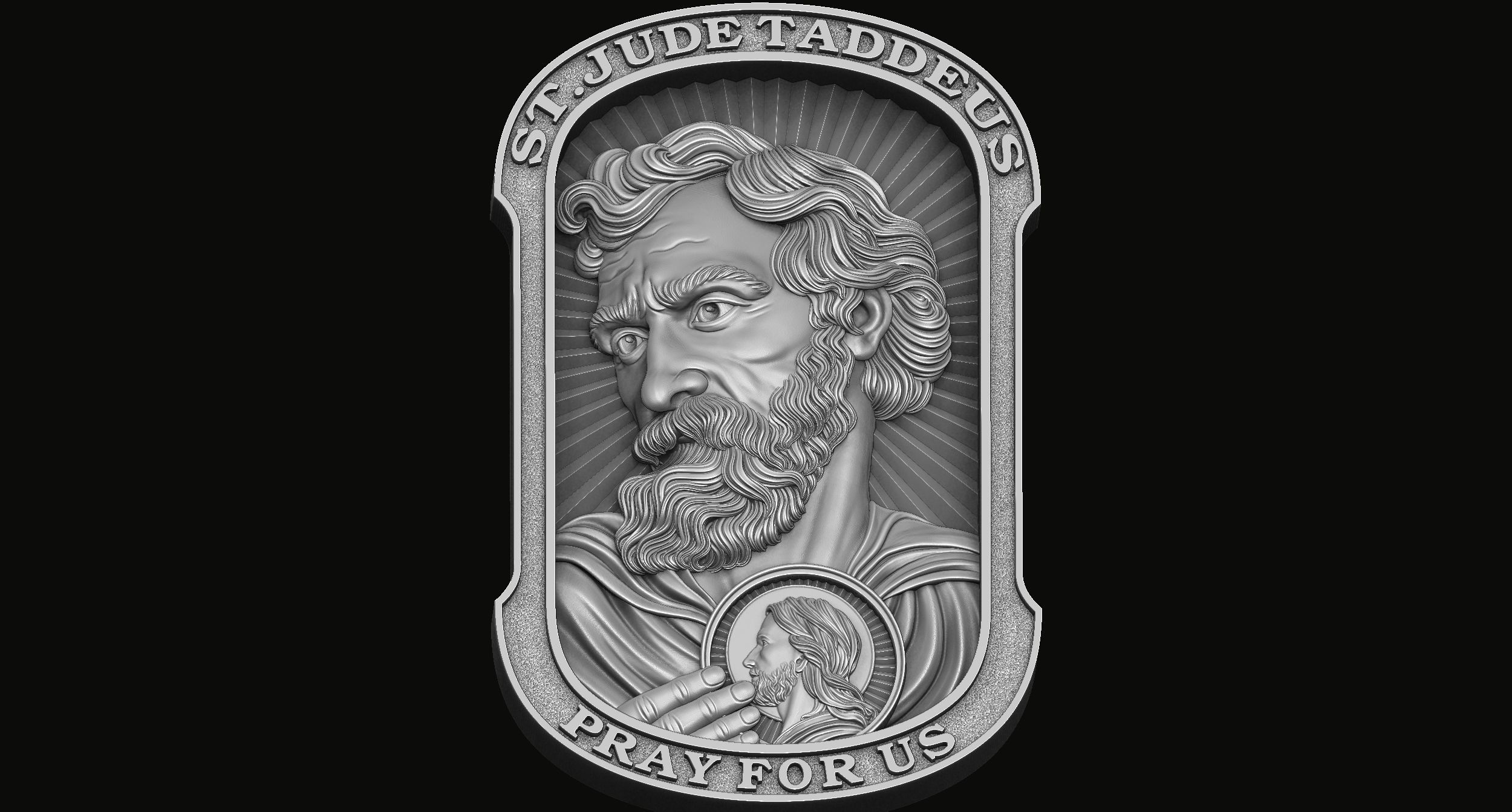 Saint Jude Medallion 3D print model_3