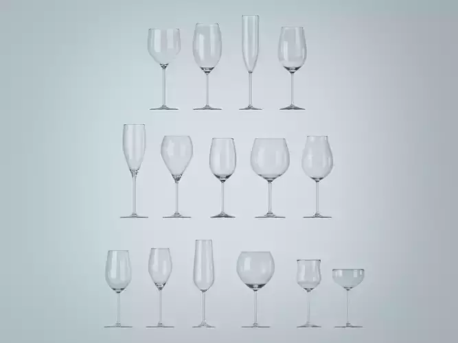 Set of Wine Glass 3D Model 3D model Set of Wine Glass 3D Model 3D model