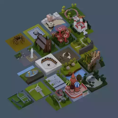 Landmarks of the World R - S Low-poly 3D model