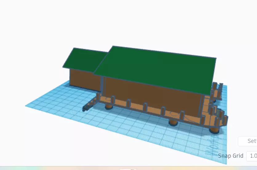 Cabin with deck 3D print model