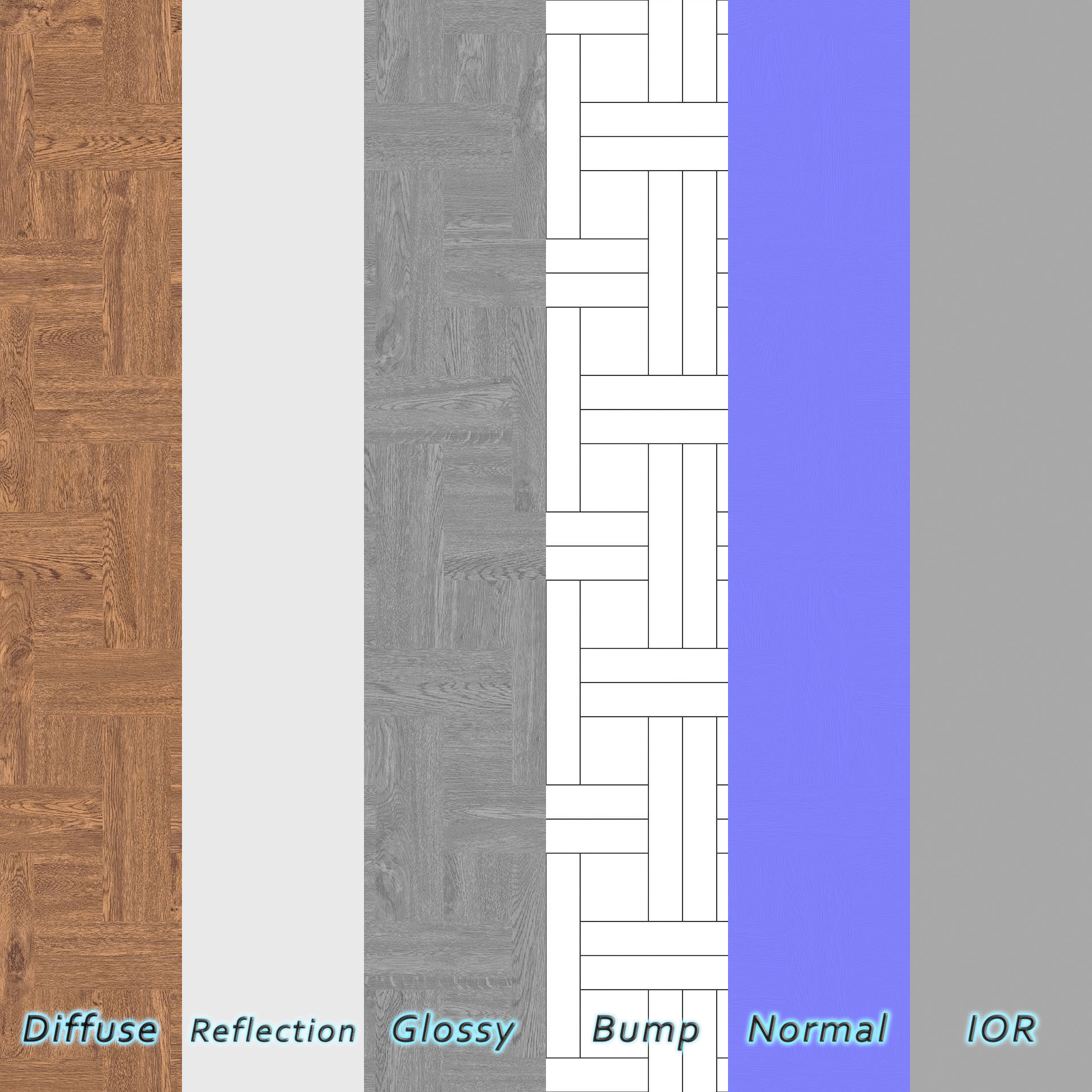 Parquet - Laminate - Wooden floor 4 in 1 3D model_7