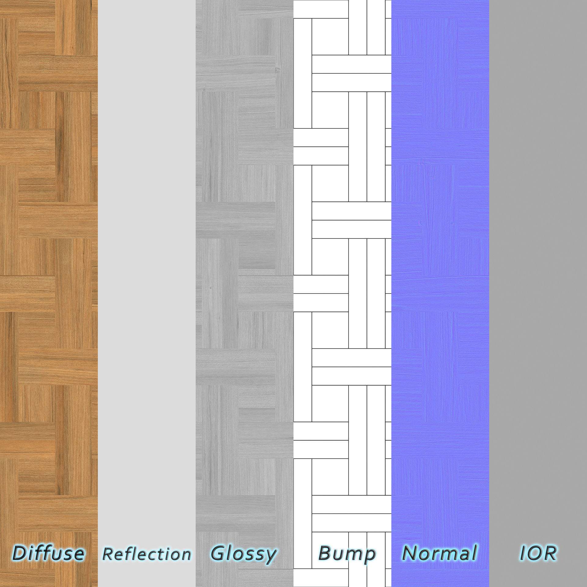 Parquet - Laminate - Wooden floor 4 in 1 3D model_5