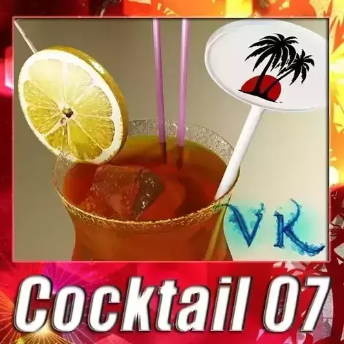 High Detailed Malibu Cocktail with Umbrella