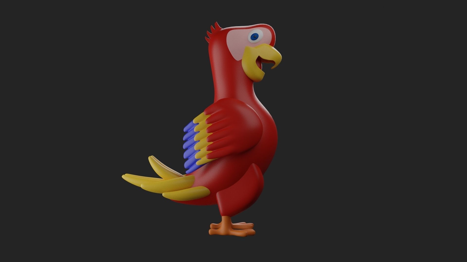 Red Parrot Bird 3D print model_4