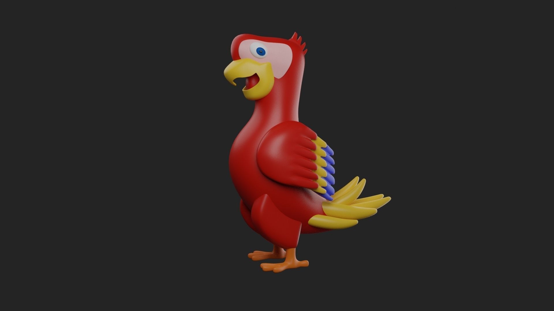 Red Parrot Bird 3D print model_2