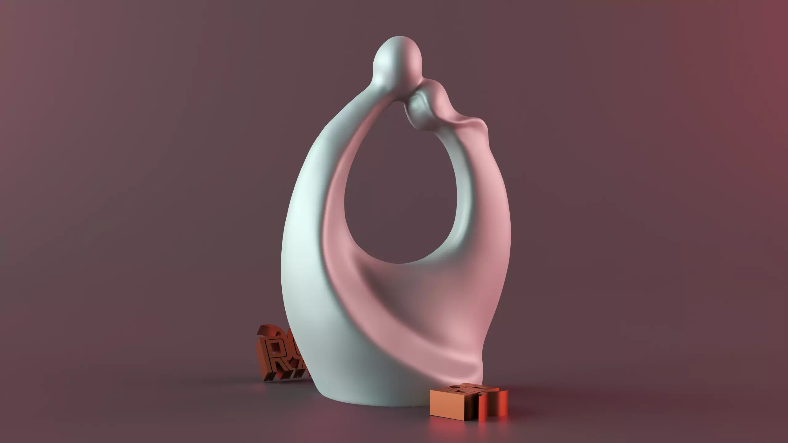  Embracing Couple Statue 3D print model_0