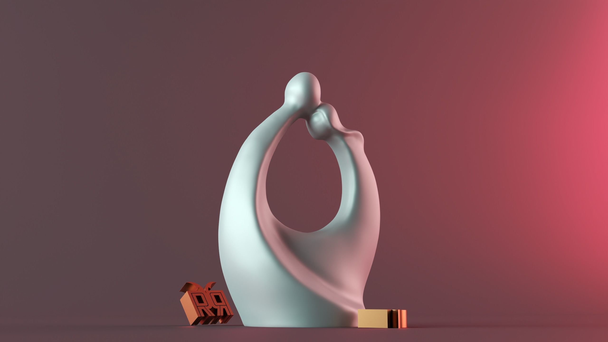  Embracing Couple Statue 3D print model_11