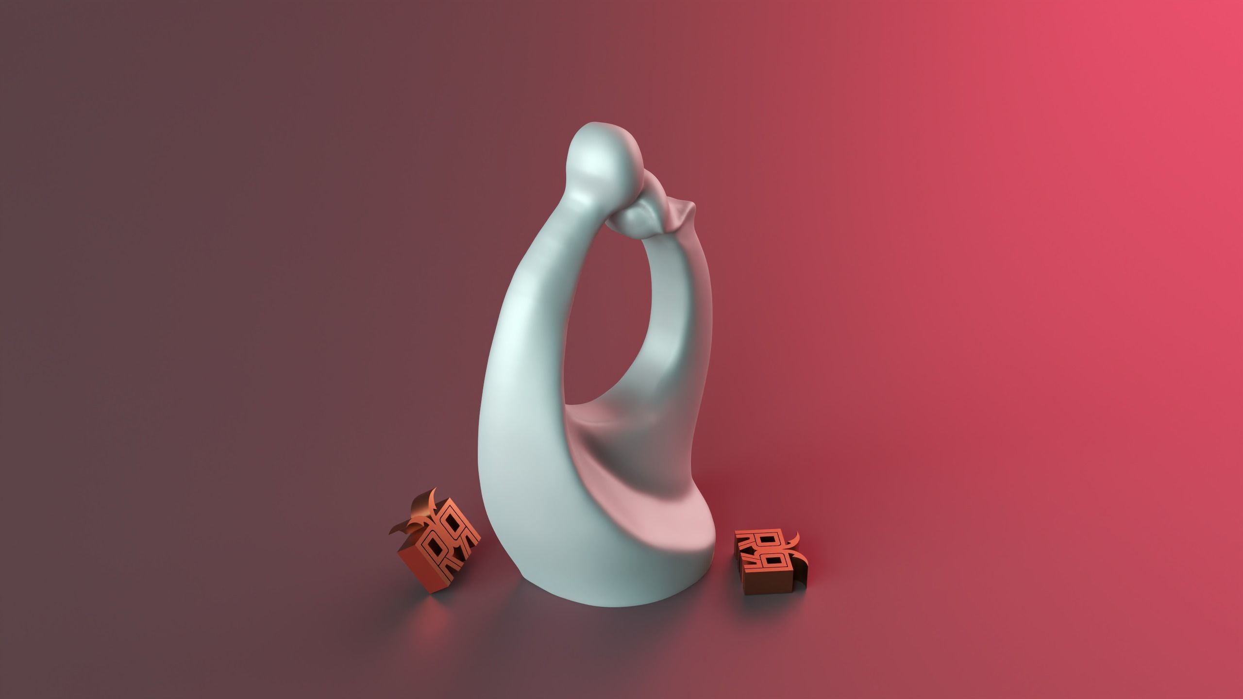  Embracing Couple Statue 3D print model_2