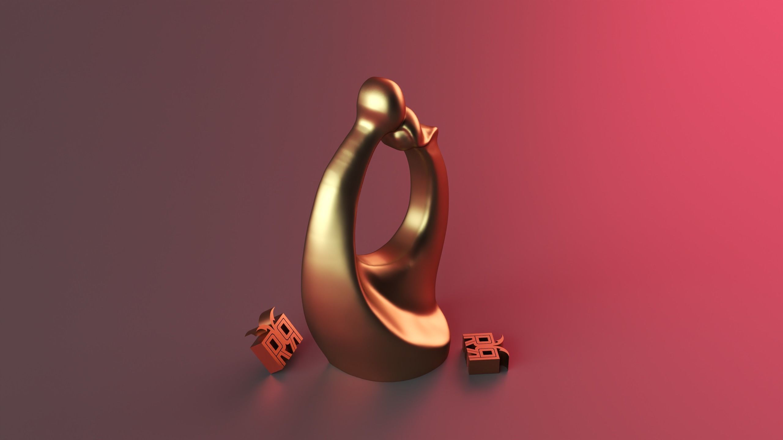  Embracing Couple Statue 3D print model_9