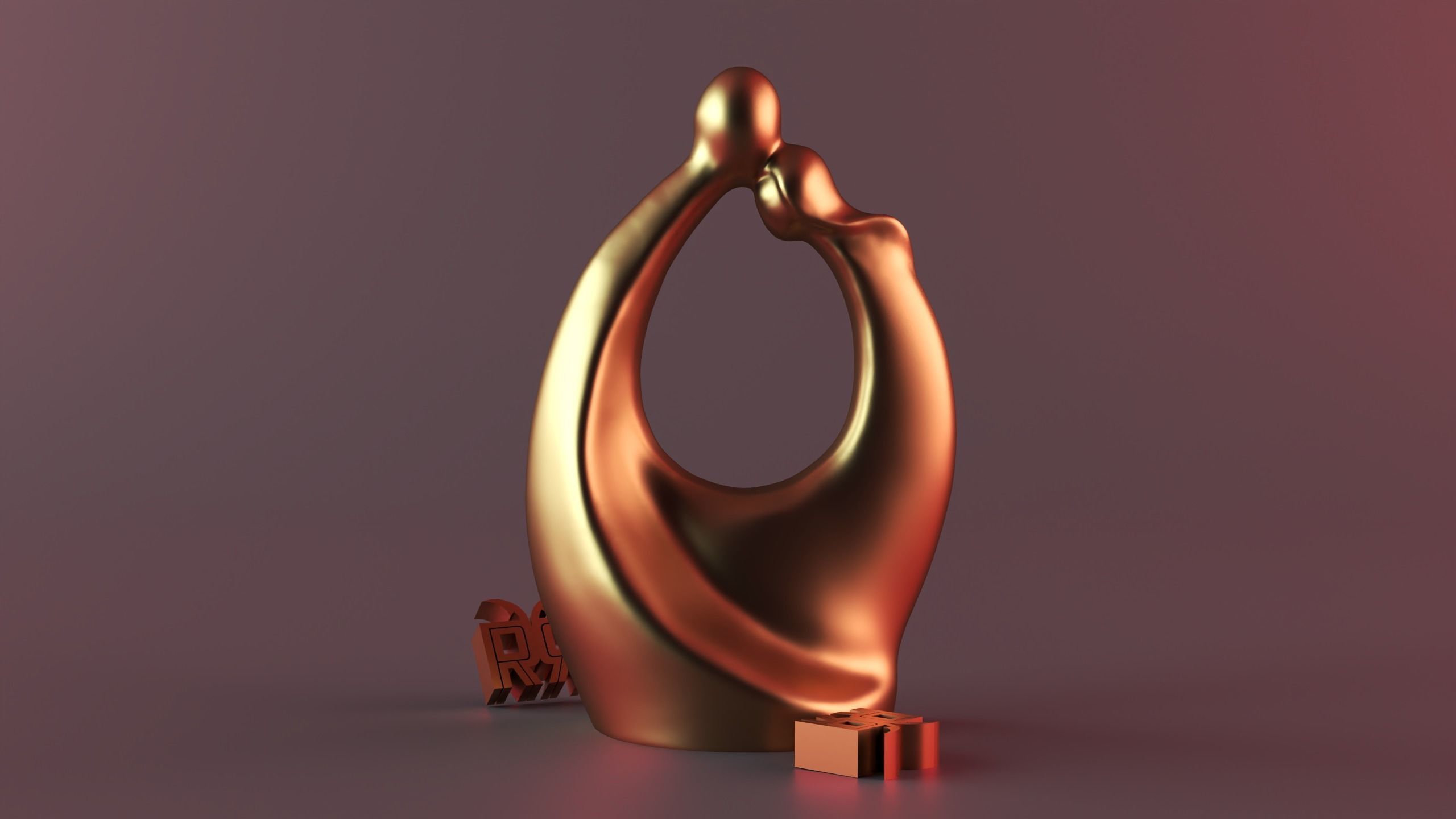  Embracing Couple Statue 3D print model_1