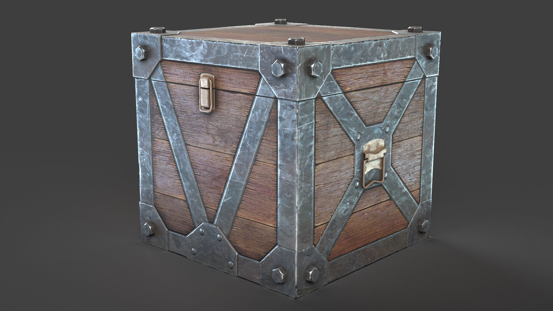 Wooden-Box Low-poly 3D model_1