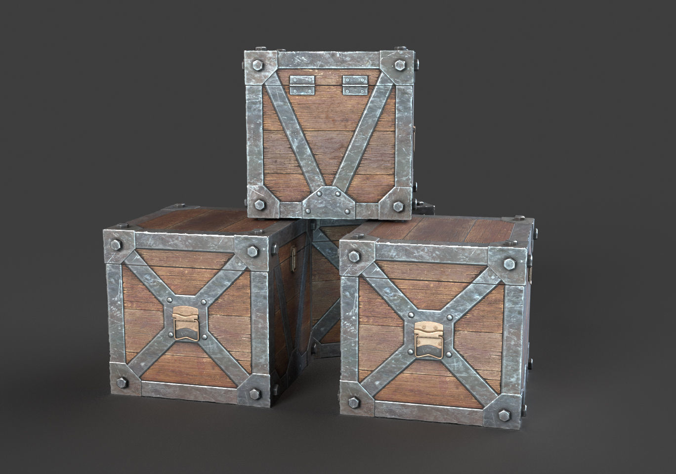 Wooden-Box Low-poly 3D model_3