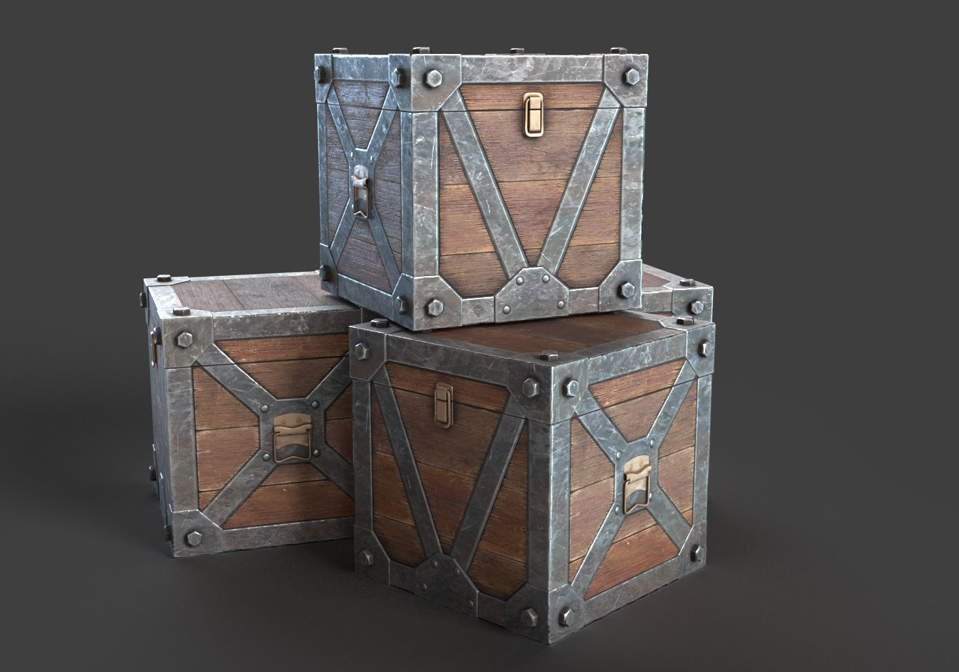 Wooden-Box Low-poly 3D model_2