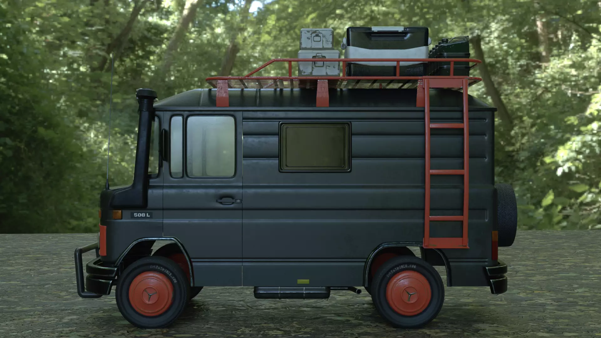 Mercedes 508 L Caravan Truck  3D model_0