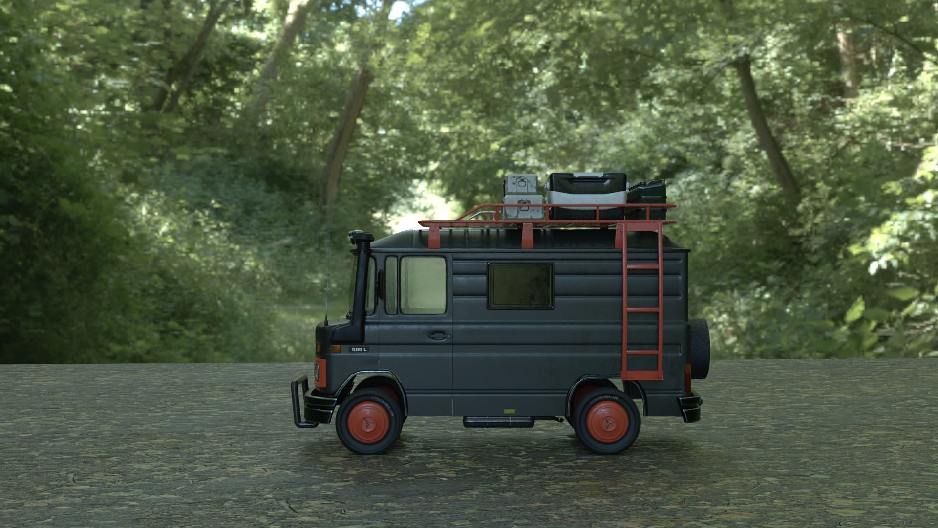 Mercedes 508 L Caravan Truck  3D model_1