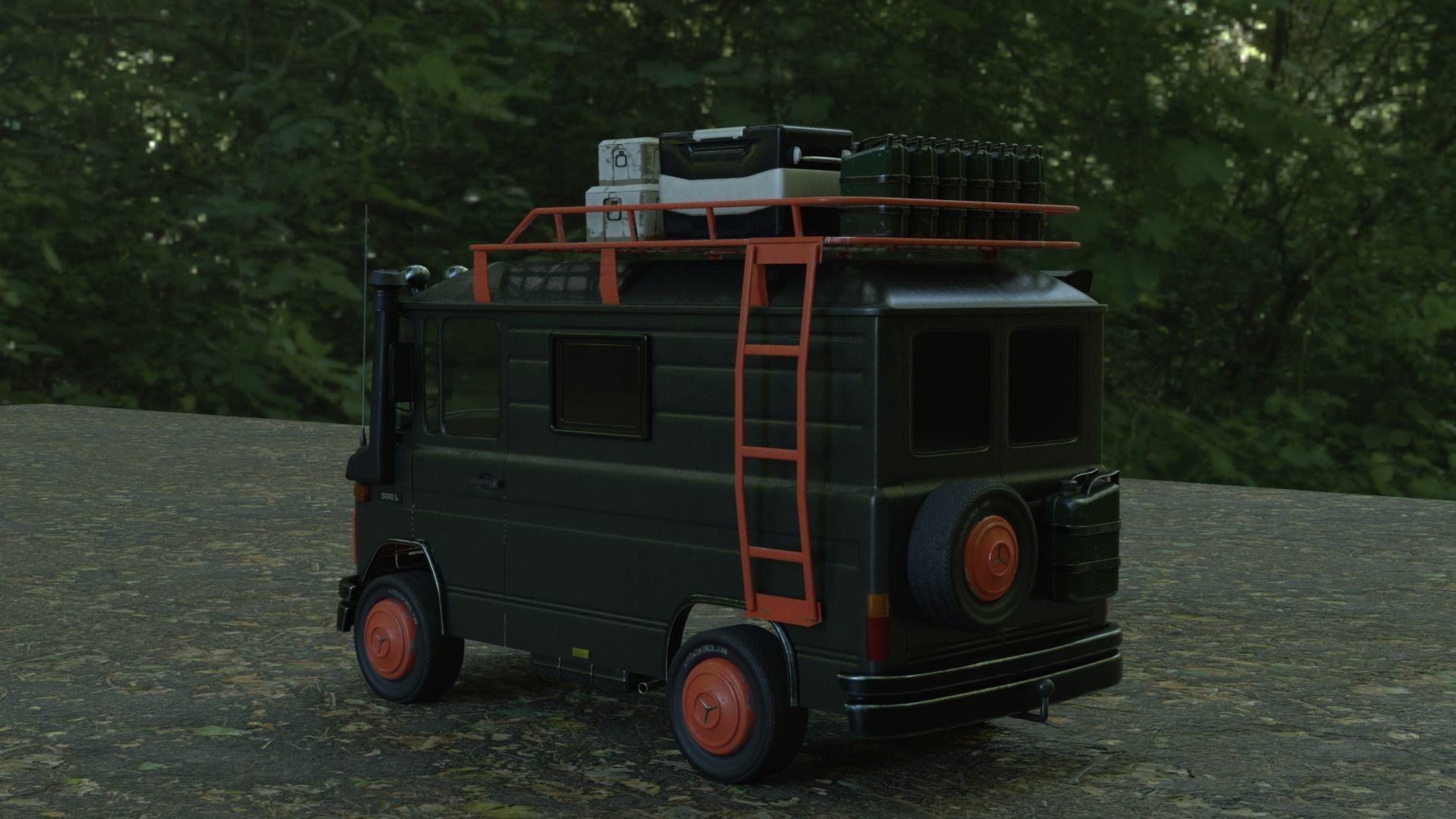 Mercedes 508 L Caravan Truck  3D model_3