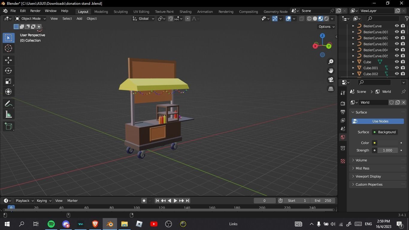 Low poly booth Low-poly 3D model_1