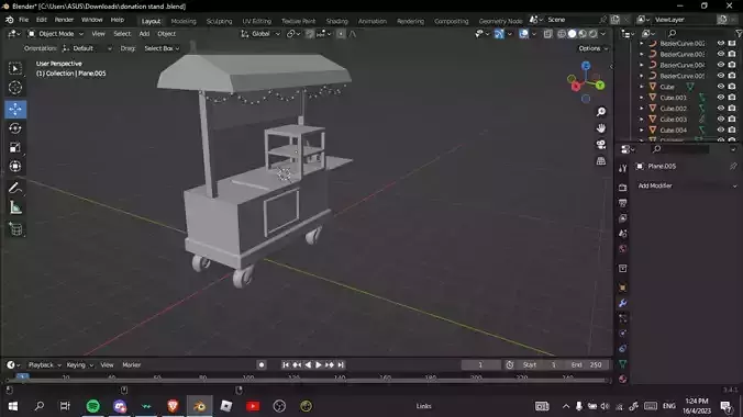 Low poly booth Low-poly 3D model