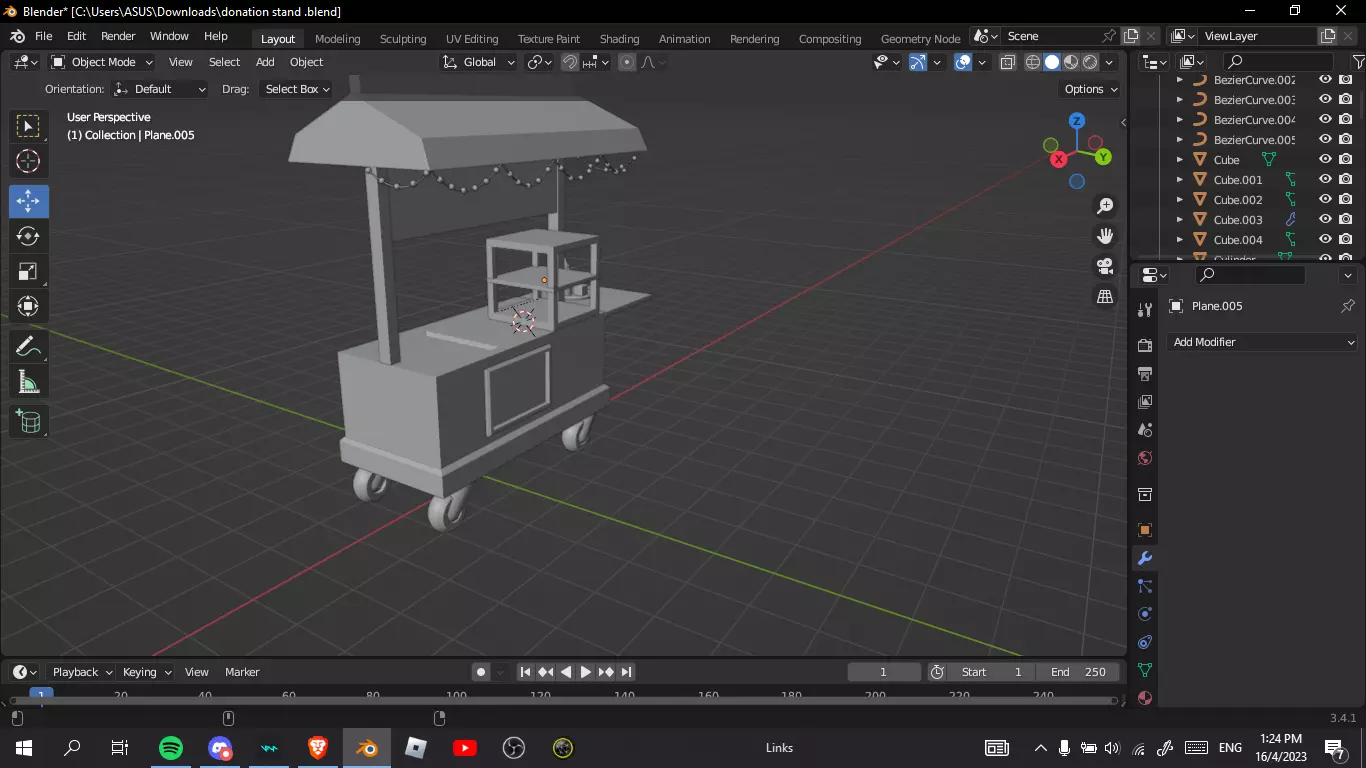 Low poly booth Low-poly 3D model_0