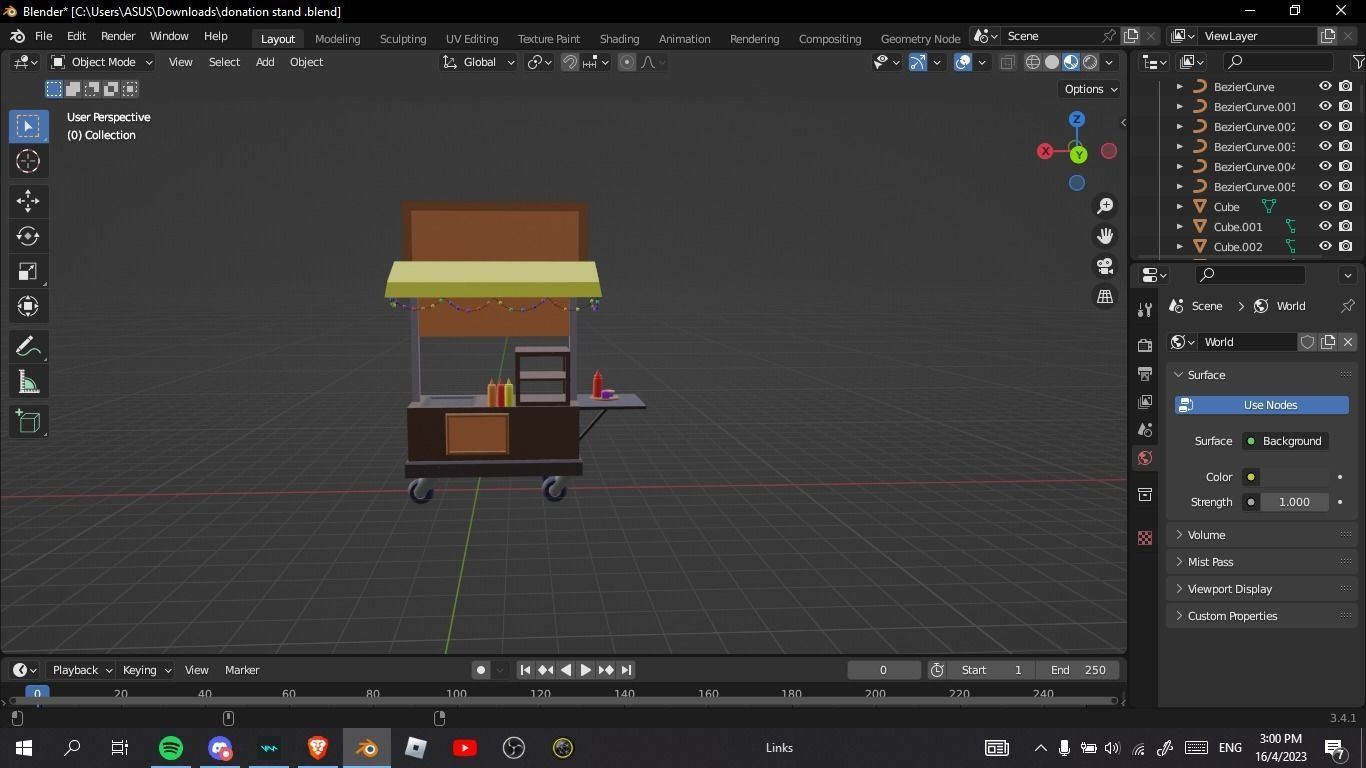Low poly booth Low-poly 3D model_2
