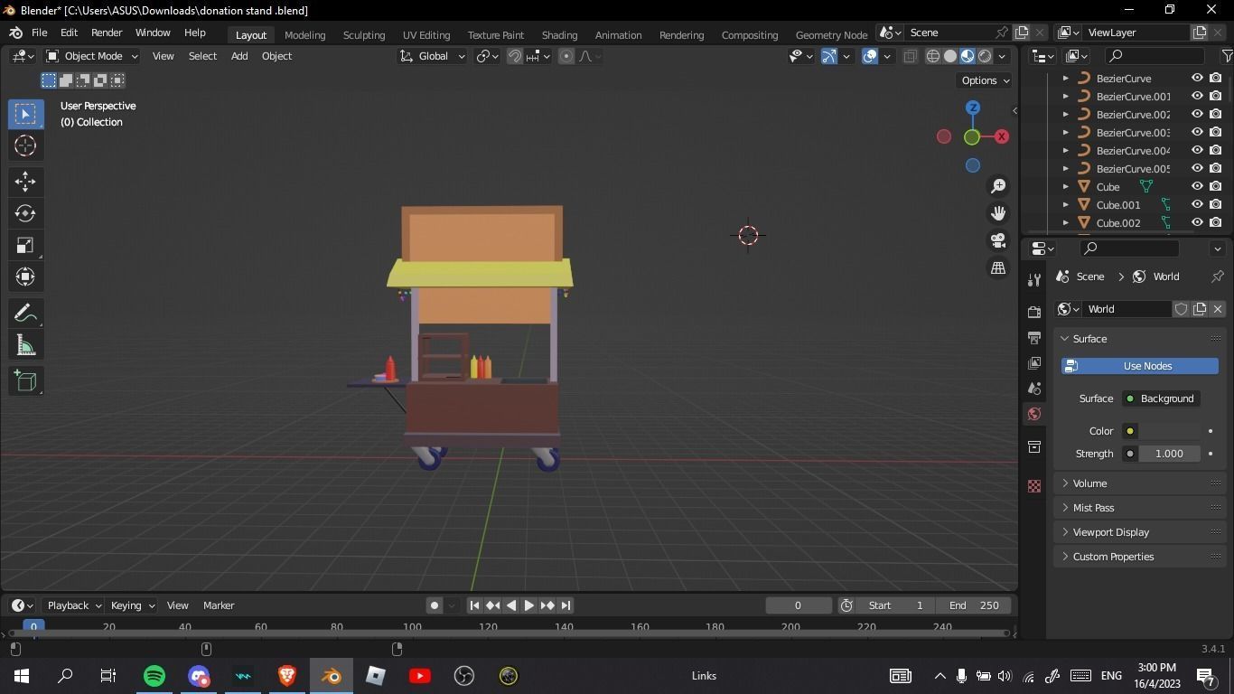 Low poly booth Low-poly 3D model_3
