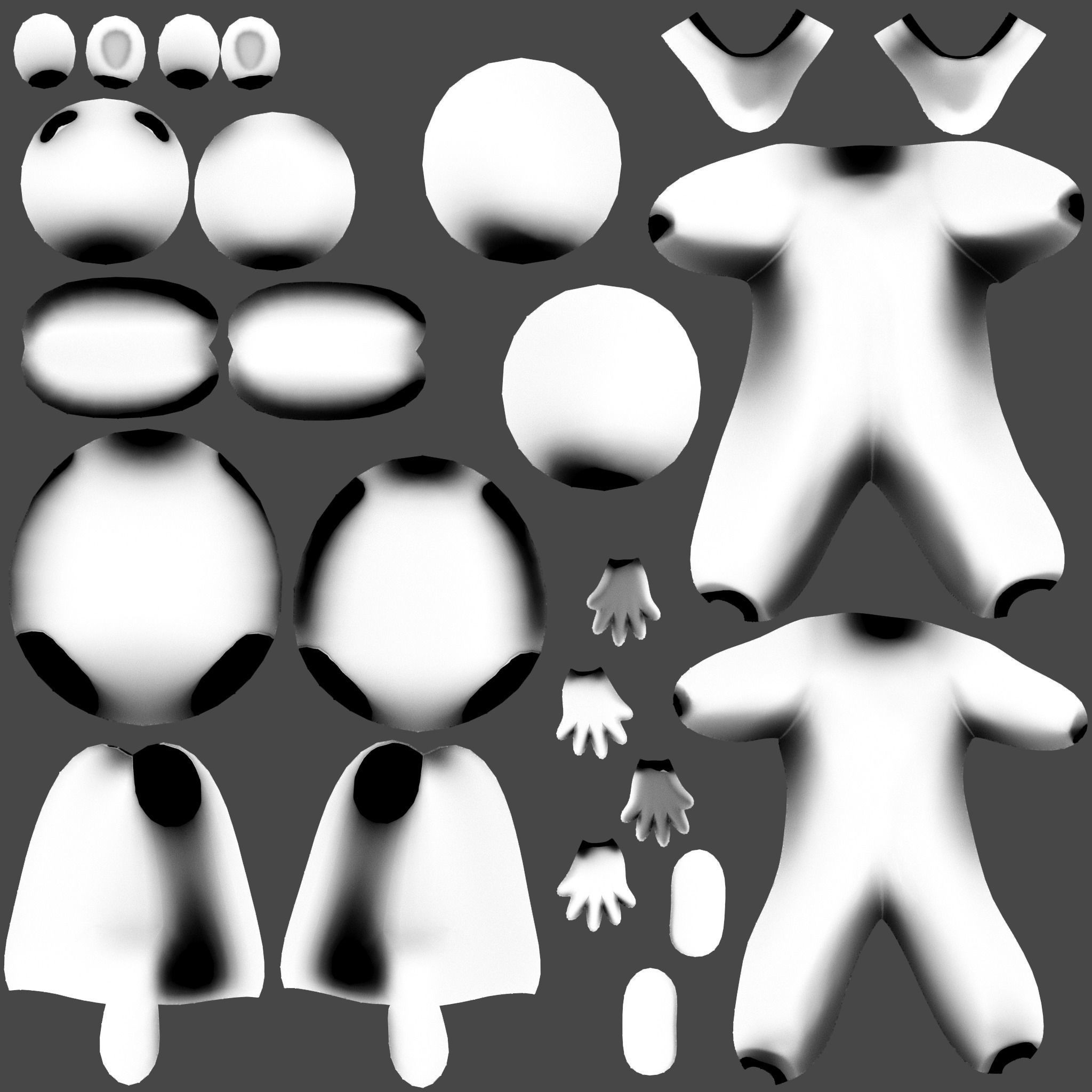 Female Plush Toys Decorated Stained Mini Denim Shorts Low-poly 3D model_16