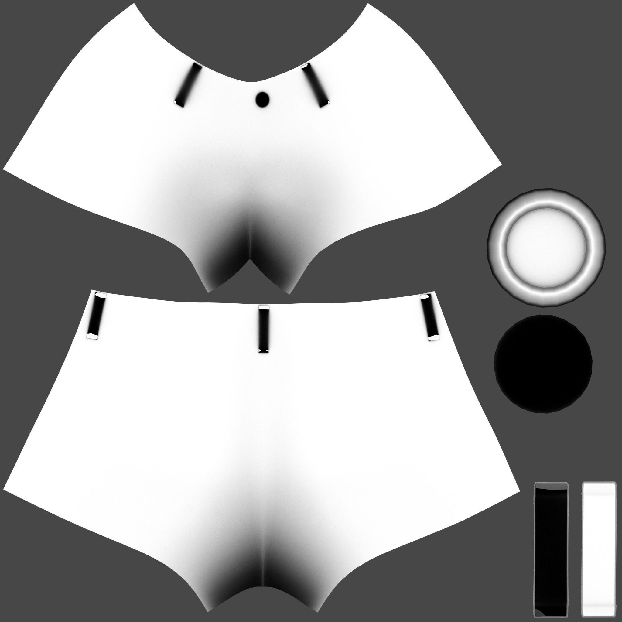 Female Plush Toys Decorated Stained Mini Denim Shorts Low-poly 3D model_15