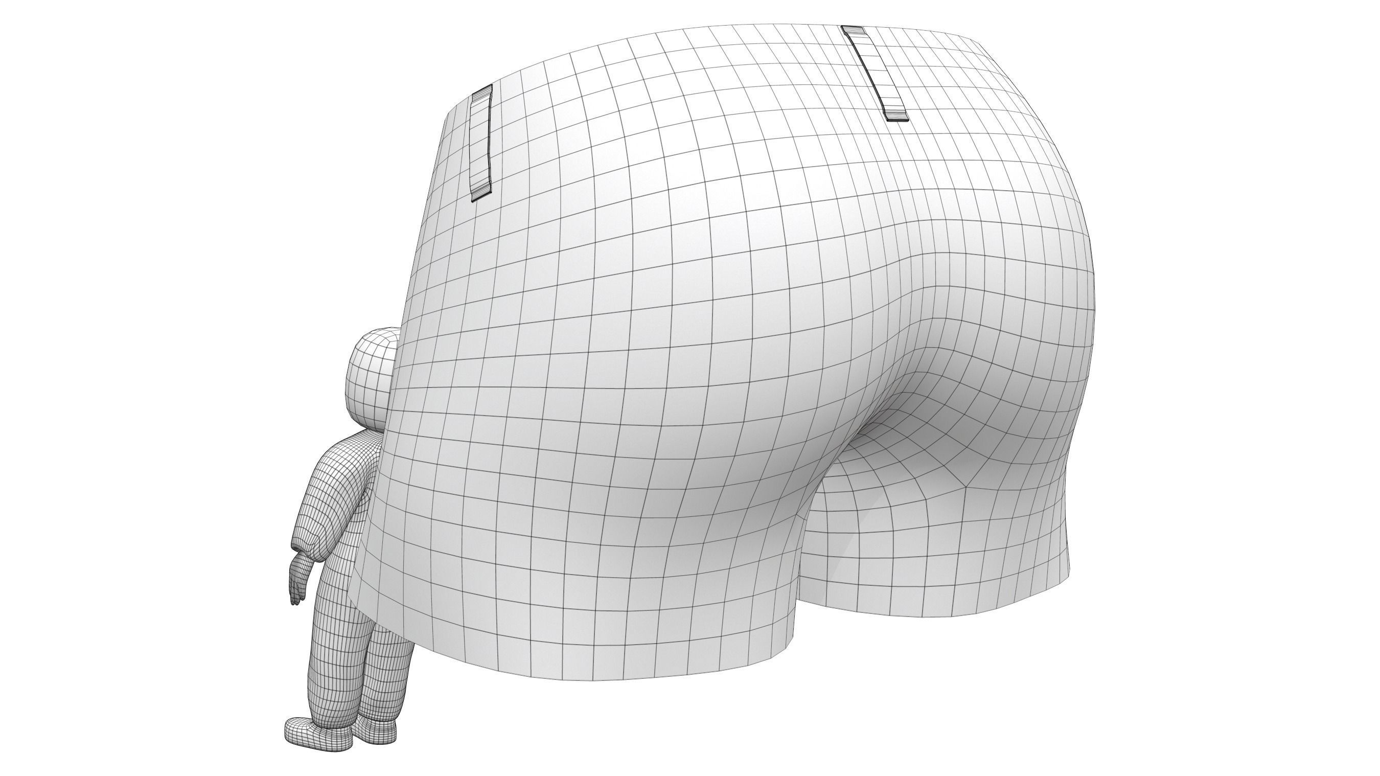 Female Plush Toys Decorated Stained Mini Denim Shorts Low-poly 3D model_7