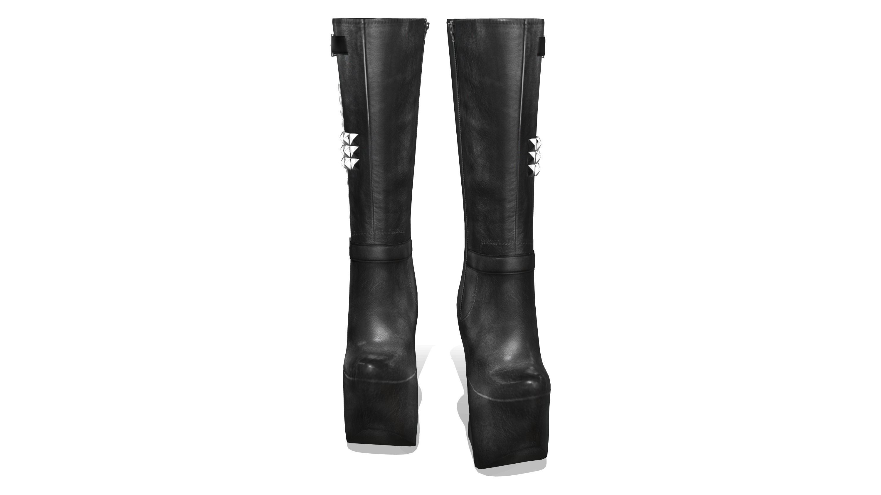 No Heel Boots with Rivets Low-poly 3D model_2