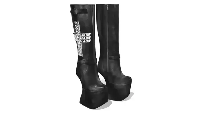 No Heel Boots with Rivets Low-poly 3D model