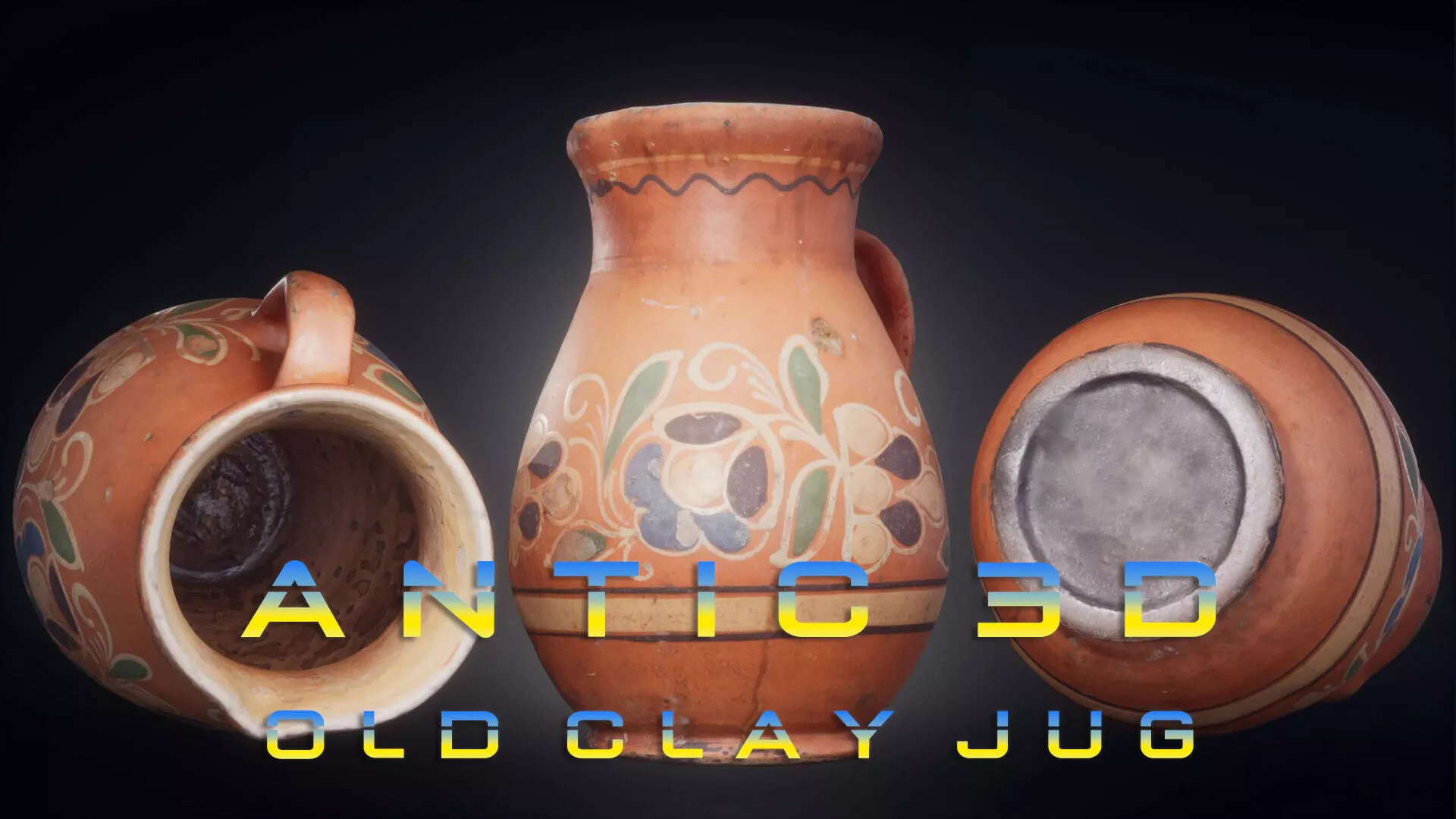 Old clay jug Low-poly 3D model