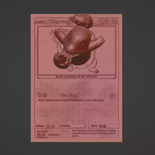 Charmander  4D Card  Fan Custom 3D Printing File  Pokemon  3D print model