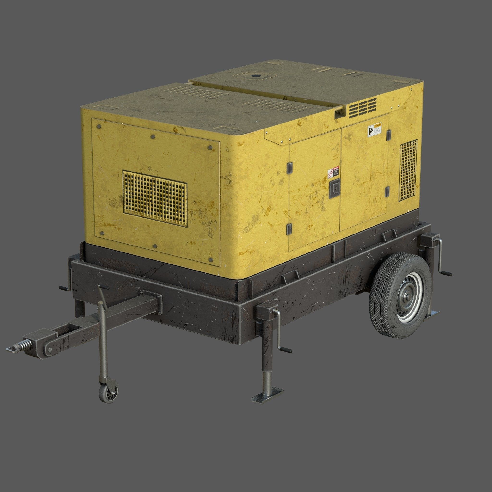 Portable Diesel Generator Set Low-poly 3D model_3
