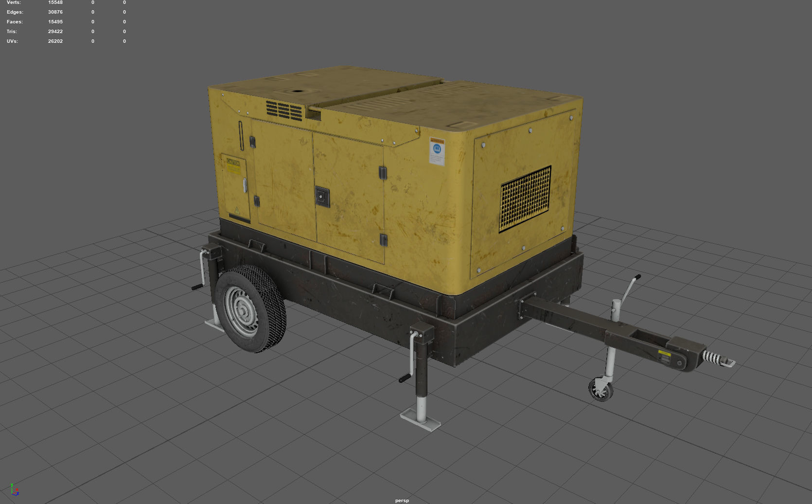 Portable Diesel Generator Set Low-poly 3D model_4