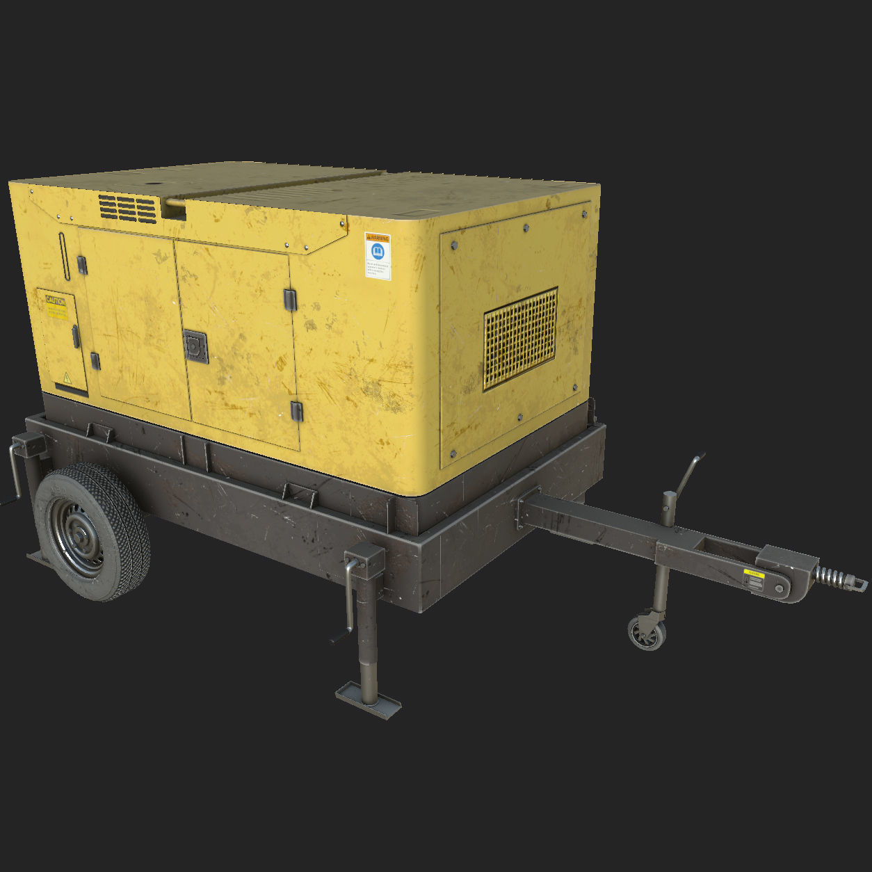 Portable Diesel Generator Set Low-poly 3D model_11