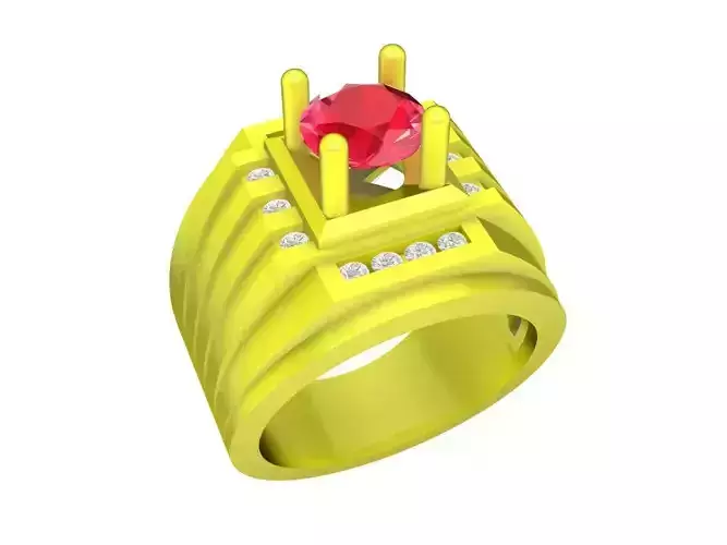 Luxury Bold Diamond Ruby Mens Ring 3D Model 4907 3D print model