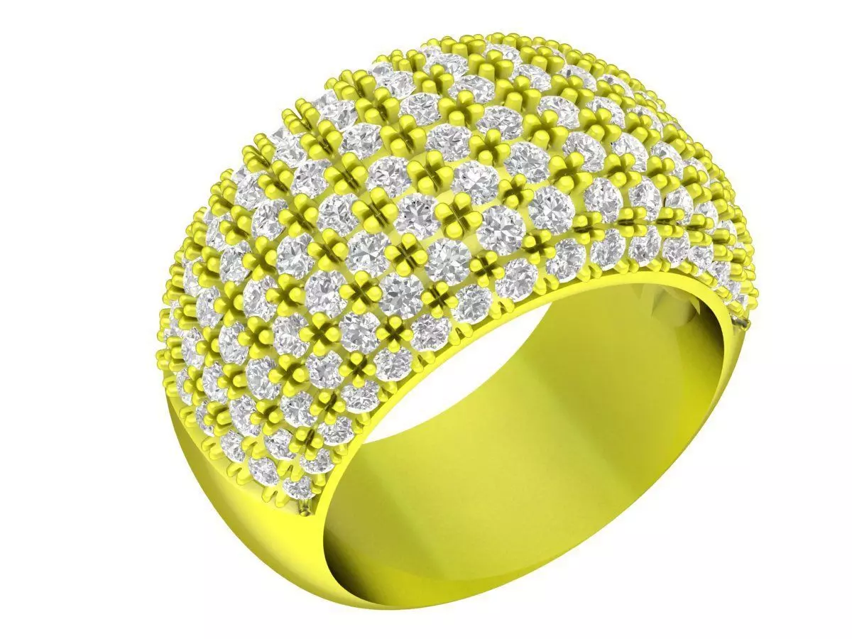 Luxury Full Pave Dome Diamond Ring for Women 4909 3D print model