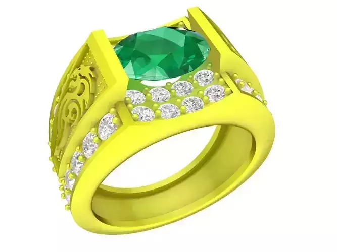 korean oval diamond texture dragon men ring 4925