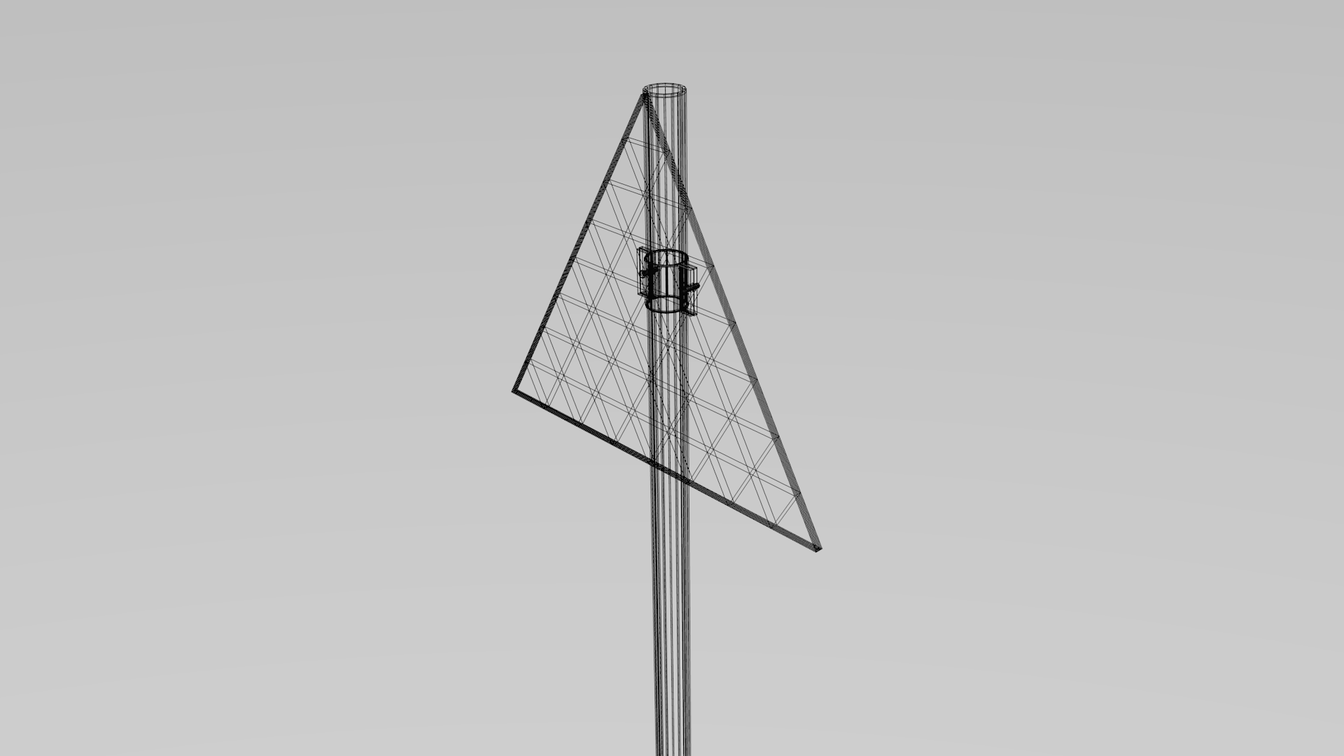 Roundabout ahead sign 3D model_5