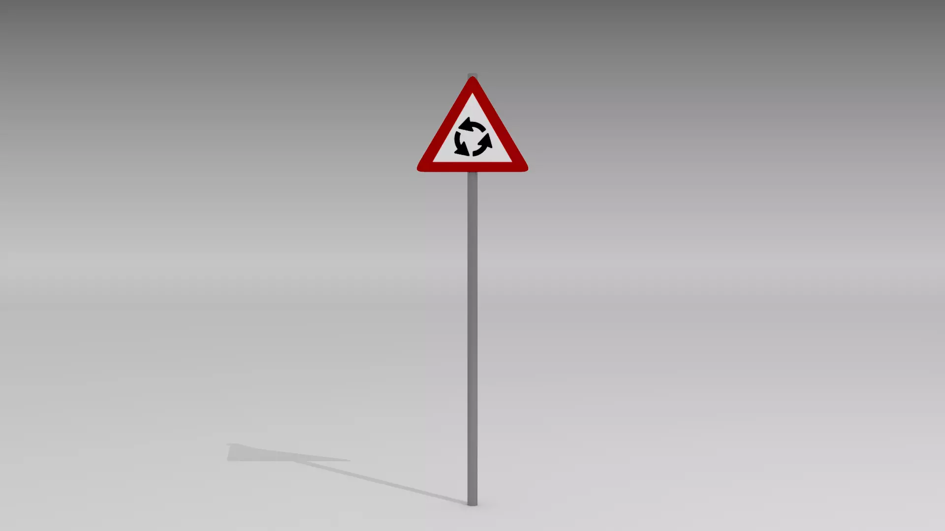 Roundabout ahead sign 3D model_0