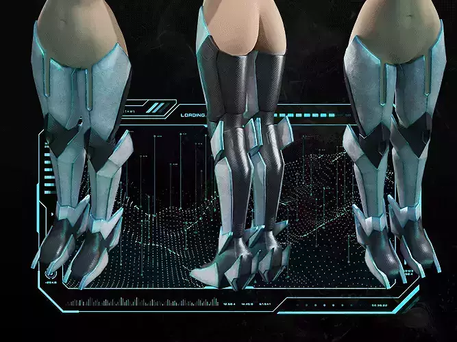 Scifi leg armor female lowpoly game asset